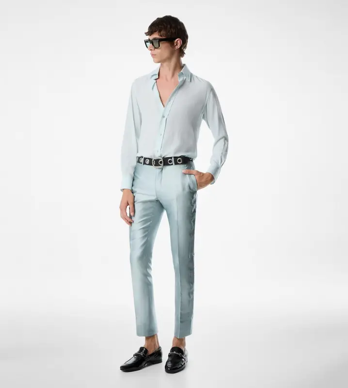 SMOOTH CREPE DE CHINE SLIM FIT SHIRT PALE AQUA online